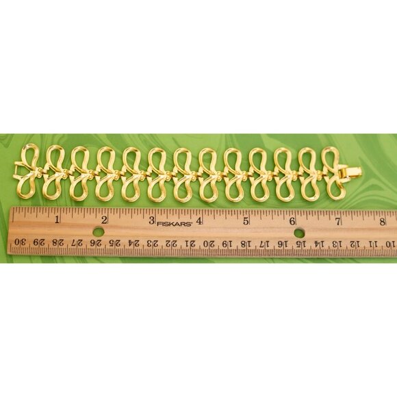 Vintage Gold Tone Oval Ribbons Bracelet 7 1/2 inch - W8 - Picture 4 of 4